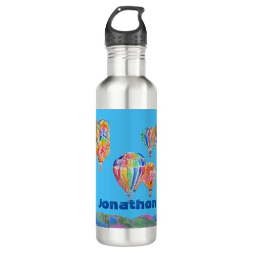 Hot Air Balloon Watercolor Boys Blue Balloons Stainless Steel Water Bottle