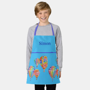 Hot Air Balloon Watercolor Boys Blue Childs Apron