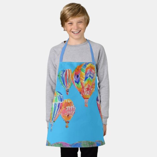 Hot Air Balloon Watercolor Boys Childs Apron