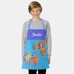 Hot Air Balloon Watercolor Boys Childs Name Apron