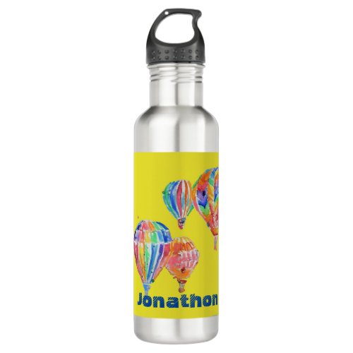 Hot Air Balloon Watercolor Boys Yellow Balloons Stainless Steel Water Bottle