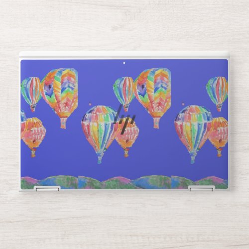 Hot Air Balloon Watercolor Painting Art Navy Blue HP Laptop Skin