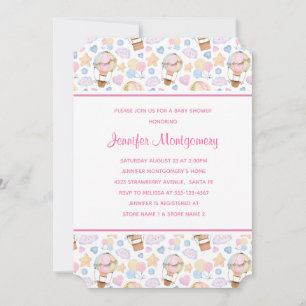 Hot Air Balloon Watercolor Pattern Baby Shower Invitation