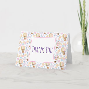 Hot Air Balloon Watercolor Pattern Thank You Card