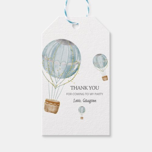 Hot Air Balloon Watercolor Thank You Gift Tags
