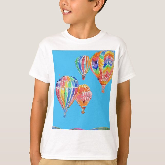 Hot Air Balloon Watercolour Colorful boys T-Shirt (Front)