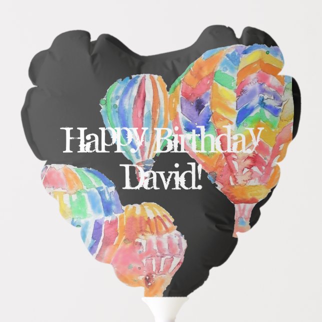 Hot Air Balloon Watercolour Happy Birthday Balloon (Front)