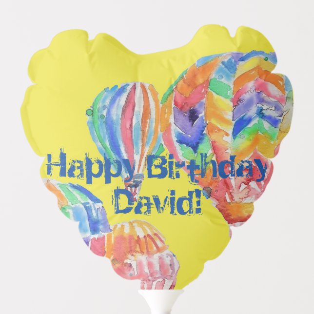 Hot Air Balloon Watercolour Happy Birthday Balloon (Front)