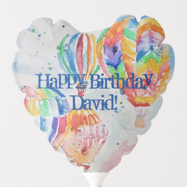 Hot Air Balloon Watercolour Happy Birthday Balloon (Front)