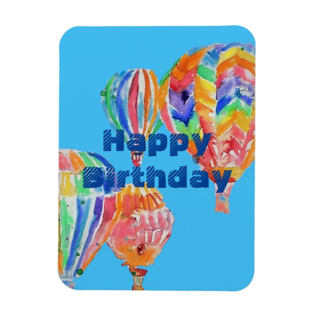 Hot Air Balloon Watercolour men Birthday Magnet (Vertical)