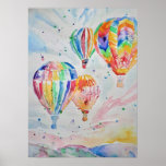 Hot Air Balloon Watercolour Painting art Poster<br><div class="desc">Hot Air Balloon Watercolour Painting art Poster. A glorious poster to compliment any decor. Designed from my original watercolor paintings,  that I painted from my own flower garden.</div>
