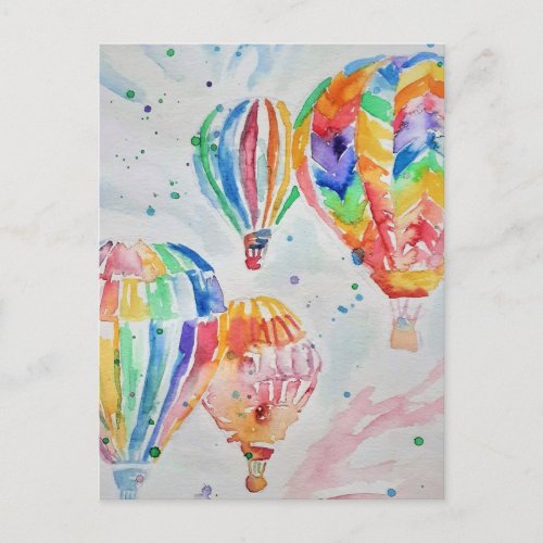 Hot Air Balloon Watercolour Painting Postcards