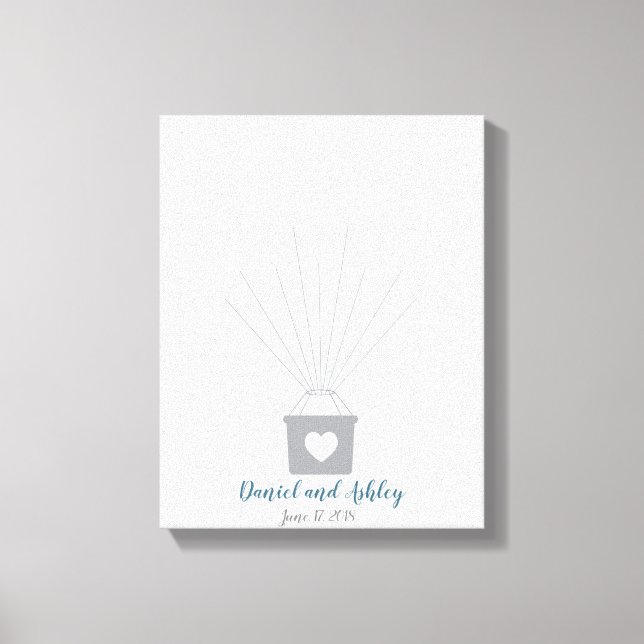 Hot Air Balloon Wedding Fingerprint Guest Book (Front)