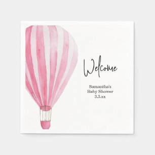 Hot air balloon welcome baby shower napkins