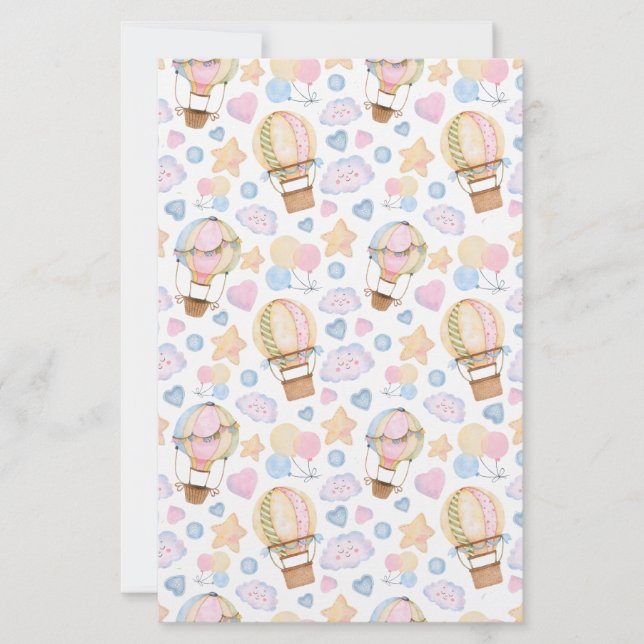 Hot Air Balloon Whimsical Watercolor Pattern (Front)