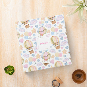 Hot Air Balloon Whimsical Watercolor Pattern 3 Ring Binder