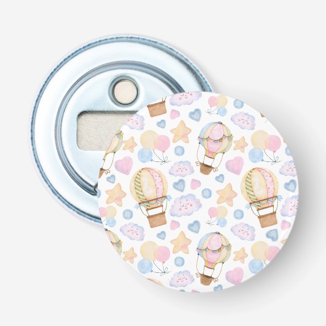 Hot Air Balloon Whimsical Watercolor Pattern Bottle Opener (Front)