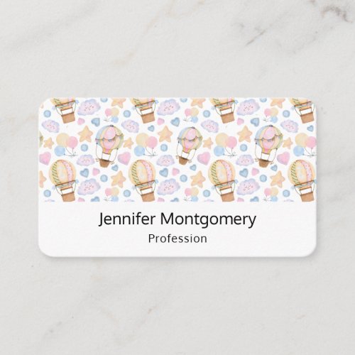 Hot Air Balloon Whimsical Watercolor Pattern Business Card