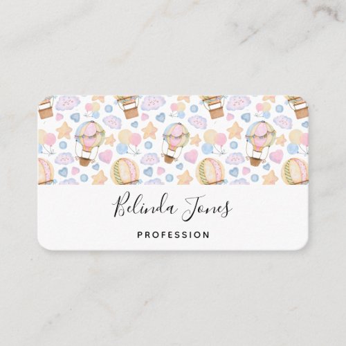 Hot Air Balloon Whimsical Watercolor Pattern Business Card