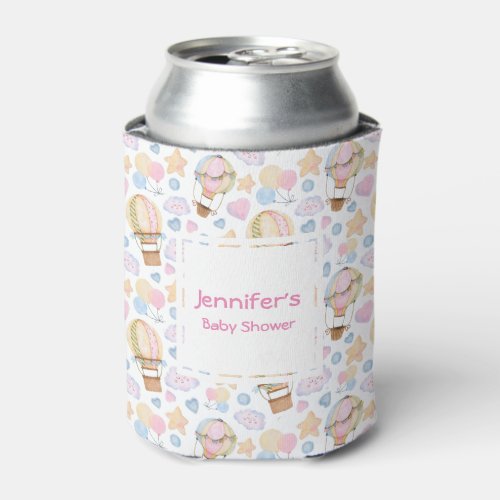 Hot Air Balloon Whimsical Watercolor Pattern Can Cooler