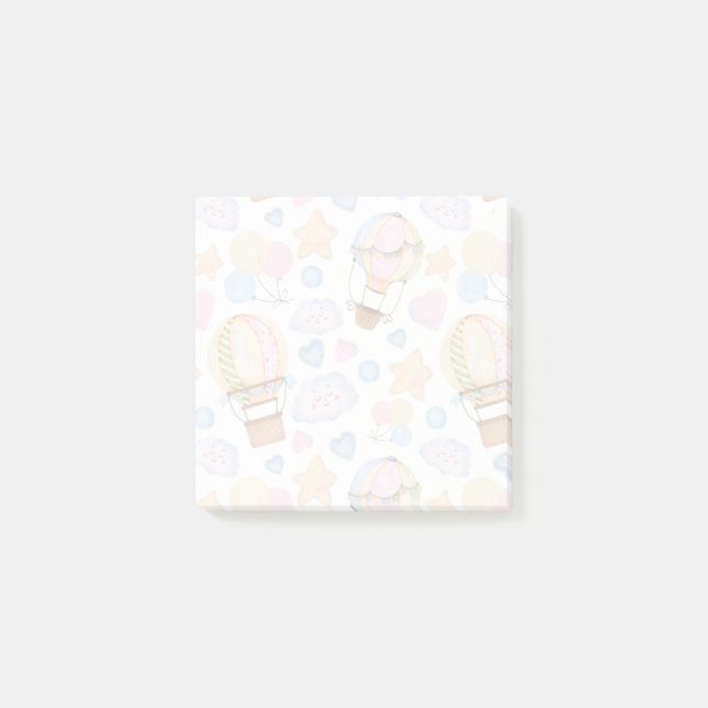 Hot Air Balloon Whimsical Watercolor Pattern Post-it Notes (Front)