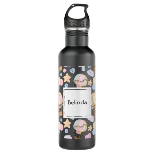 Hot Air Balloon Whimsical Watercolor Pattern Stainless Steel Water Bottle