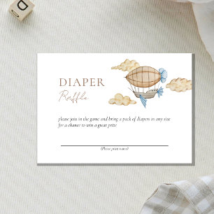 Hot Air Balloon White Baby Shower Diaper Raffle Enclosure Card