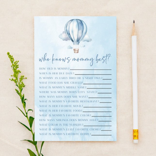 Hot Air Balloon Who Knows Mommy Baby Shower Game (Creator Uploaded)