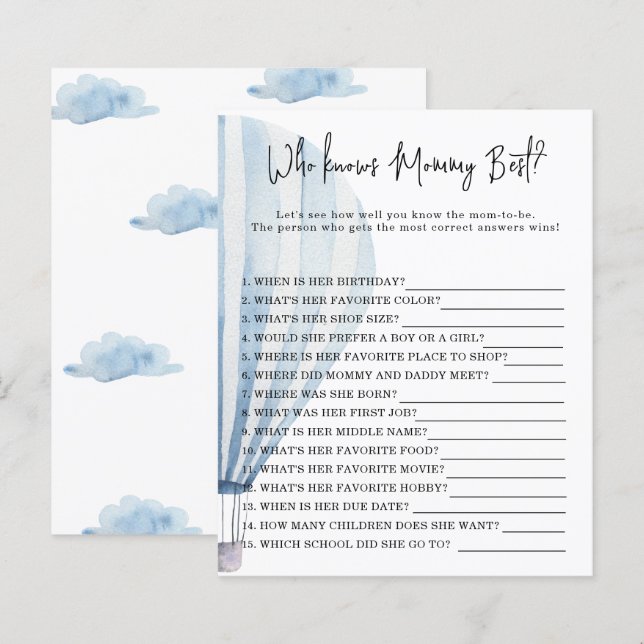 Hot air balloon - Who knows mommy best (Front/Back)