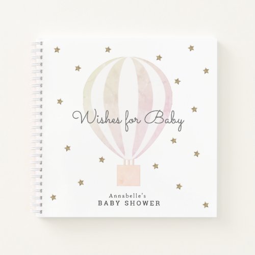 Hot Air Balloon Wishes for Baby Pink Guest Book
