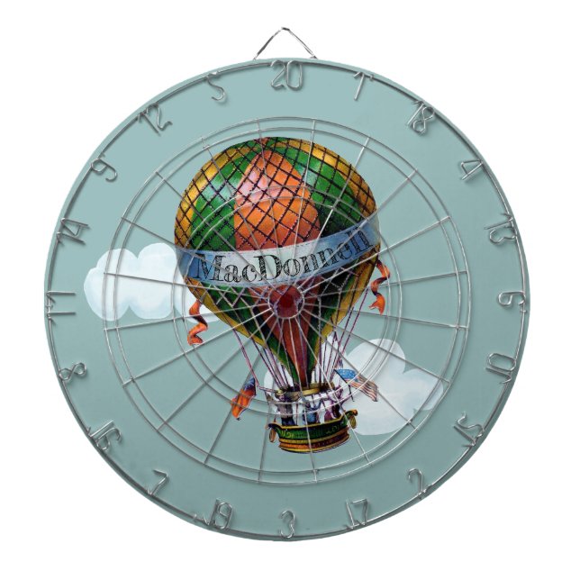 Hot Air Balloon with Clouds Personalize Dart Board (Front)