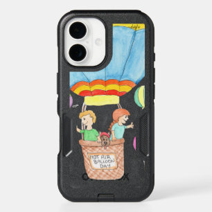 Hot Air Balloon with Dog and Children iPhone 16 Case