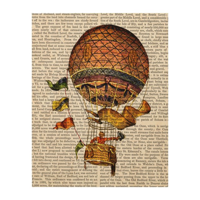 Hot Air Balloon with Flags Wood Wall Decor (Front)