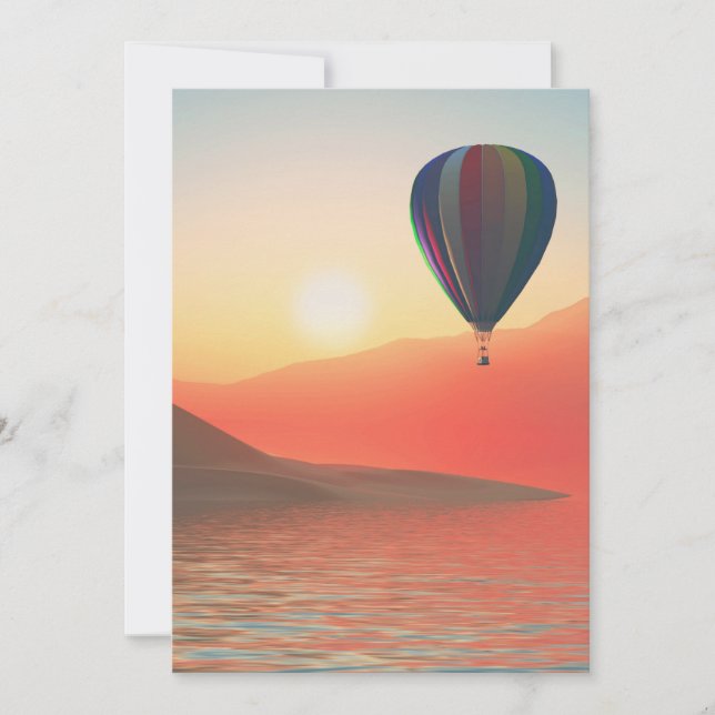 Hot Air Balloon with Sunset Holiday Card (Front)