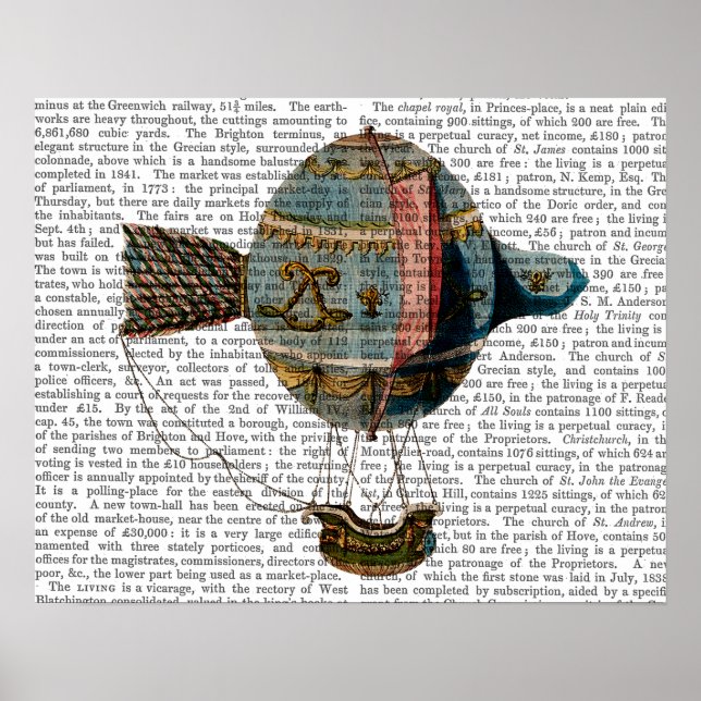 Hot Air Balloon With Tail Feather Poster (Front)