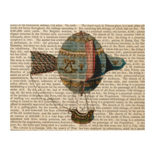 Hot Air Balloon With Tail Feather Wood Wall Decor