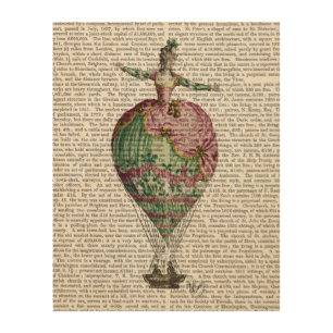 Hot Air Balloon Woman Wood Wall Art