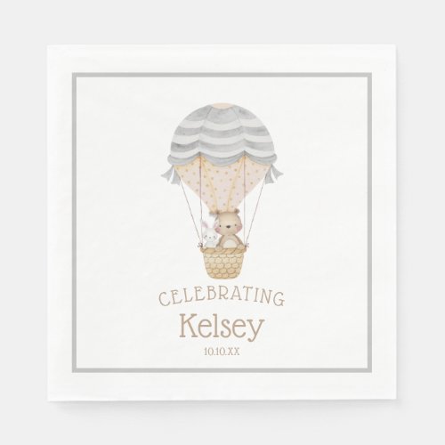 Hot Air Balloon Woodland Animals Baby Shower Napkins