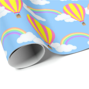 Hot Air Balloon Wrapping Paper - Blue Background