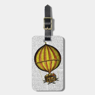 Hot Air Balloon Yellow and Red Luggage Tag
