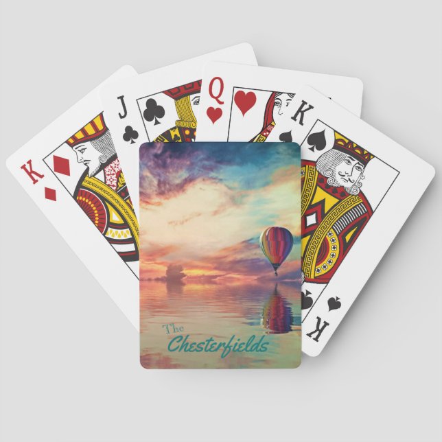 Hot Air Balloon Your Name Classic Playing Cards (Back)