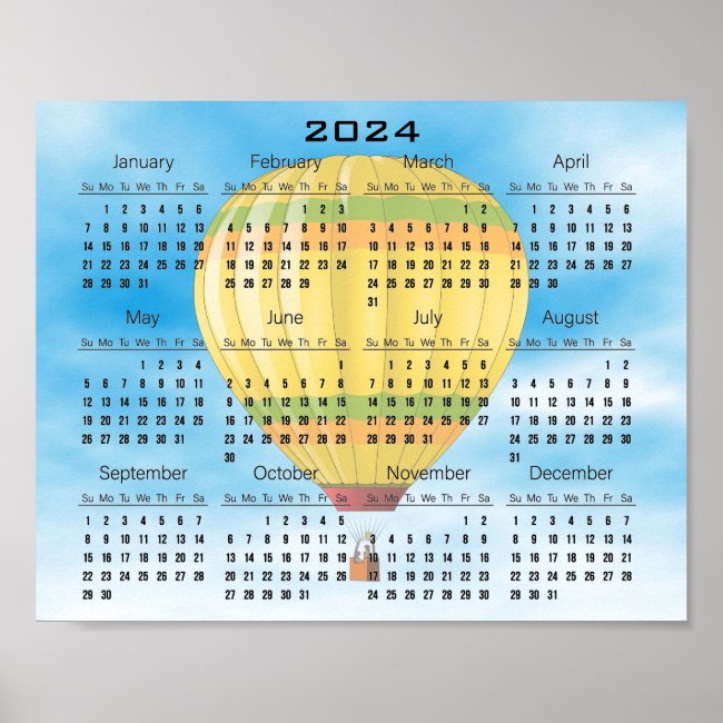 Hot Air Ballooning Design 2024 Calendar Poster