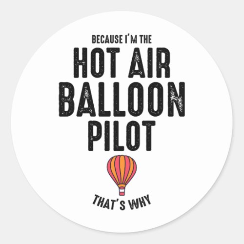 Hot Air Ballooning Hopper Balloon Ride Balloonist Classic Round Sticker