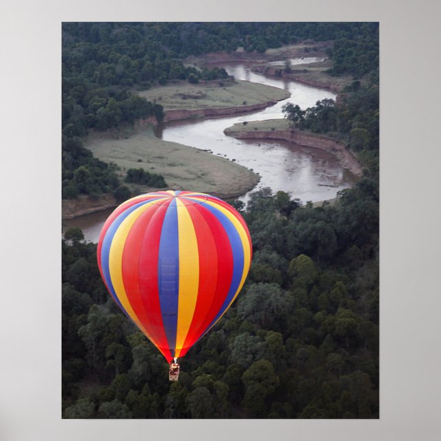 Hot-Air Ballooning over the Mara River Poster (Front)