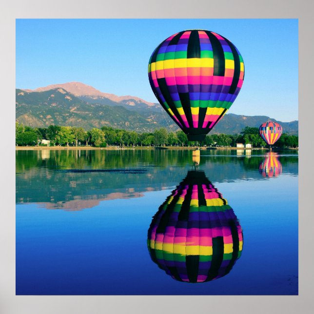 Hot Air Ballooning, Pikes Peak Mountain Poster (Front)