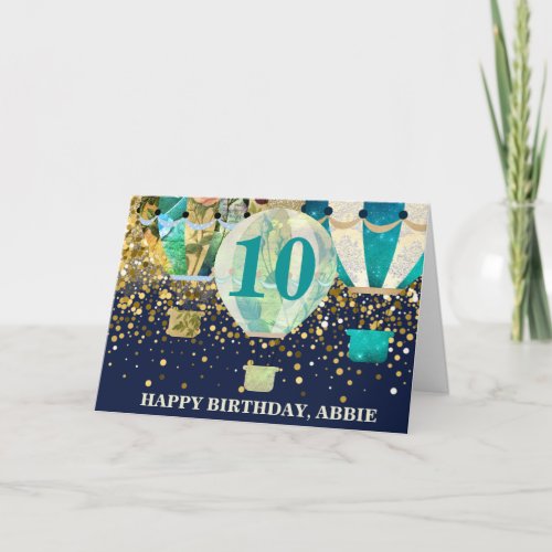 Hot Air Balloons 10 Year Old Any Age Birthday Card