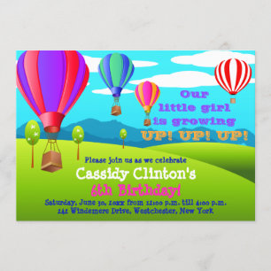 Hot Air Balloons 6th Birthday Party Invitation