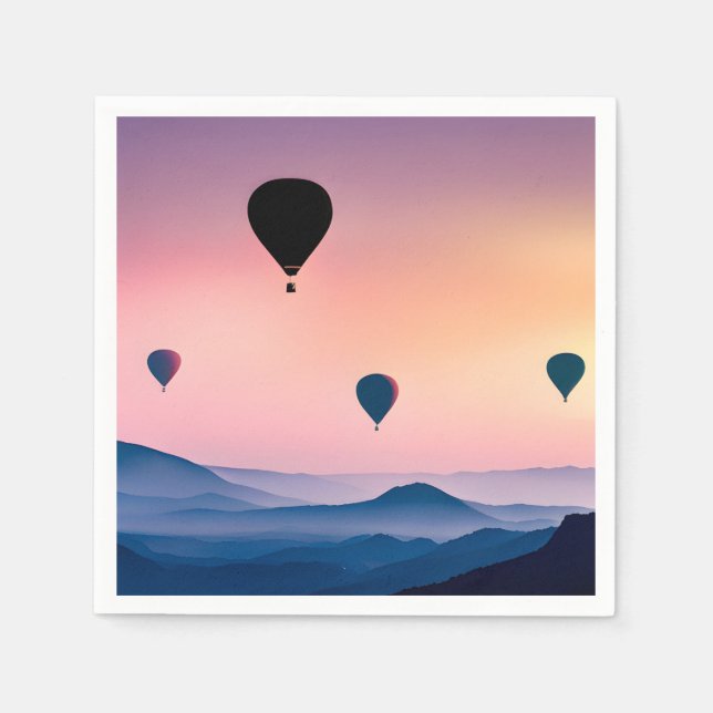 Hot Air Balloons and Mountains Napkins (Front)
