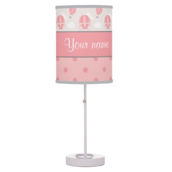 Hot Air Balloons And Polka Dots Personalized Table Lamp by glamgoodies at Zazzle