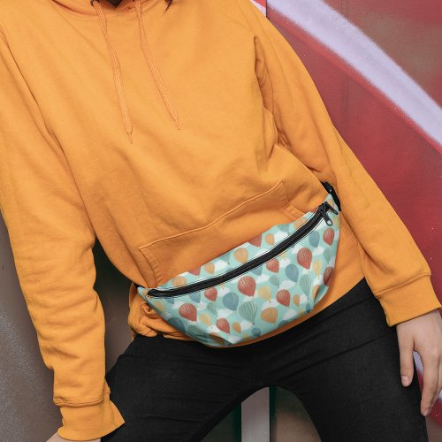 Hot Air Balloons and White Clouds Patterned Fanny Pack